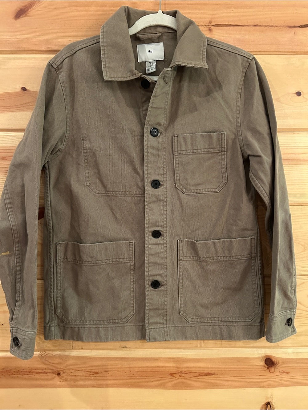 H&M Men's Olive Brown Military Field Jacket, Size S